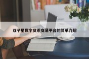 双子星数字货币交易平台的简单介绍